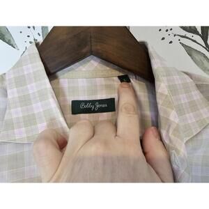 Bobby Jones Dress Shirt Pink Green Mens Size L
